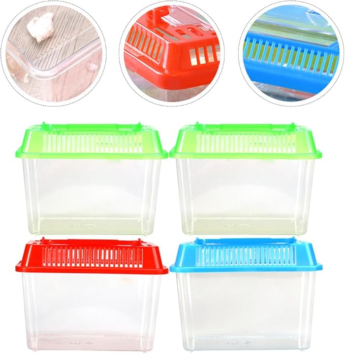 5pcs Portable Handheld Aquarium Fish Tank Mixed Tank Transparent Pet Carrier Turtles Hamsters Fish