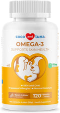 Omega 3 Fish Oil for Dogs - 120 Chewable Tablets - with Omega 3, 6, and 9, Vitamin E for Dog Shedding, Itchy, Dry Skin, Joint & Heart Support (Chewable Tablets)