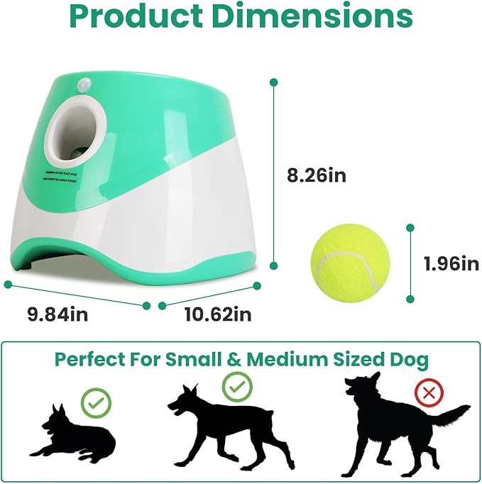 iMounTEK Automatic Ball Launcher for Dogs, Dog Fetch Machine with 6 Tennis Balls, 3 Adjustable Distance Settings, Interactive Fetch Toy for Small to Medium Dogs, Indoor/Outdoor Use