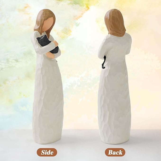 Cuayaes Black Cat Memorial Gifts for Women, Resin Cat Figurines Decor for Cat Lovers, Pet Friendship Guardian Angel Statue, Loss of Cat Sympathy Gift Remembrance Gifts for Cat Mom