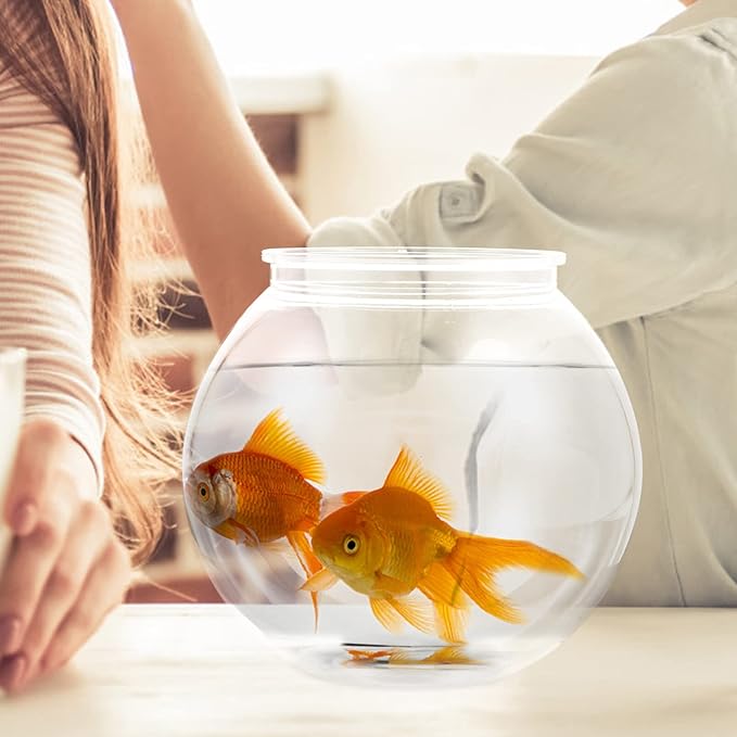 Mini Plastic Fish Bowl: Small Round Fish Tank Betta Goldfish Bowl - Transparent Aquarium Hydroponic Planter Floral Container for Centerpiece Vase, Party Decorations, Diameter 7.1Inch