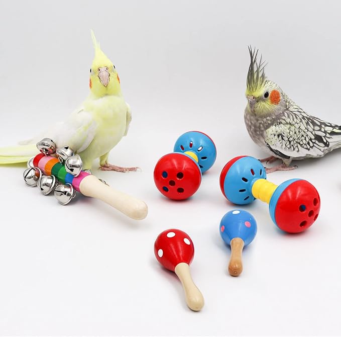 Colorful Bird Bell Toys, 5 Pack Funny Bell Toys, Bird Cage Accessories, Suitable for Chicken Bird Parrot Parakeet Cockatiel Budgies Love Birds