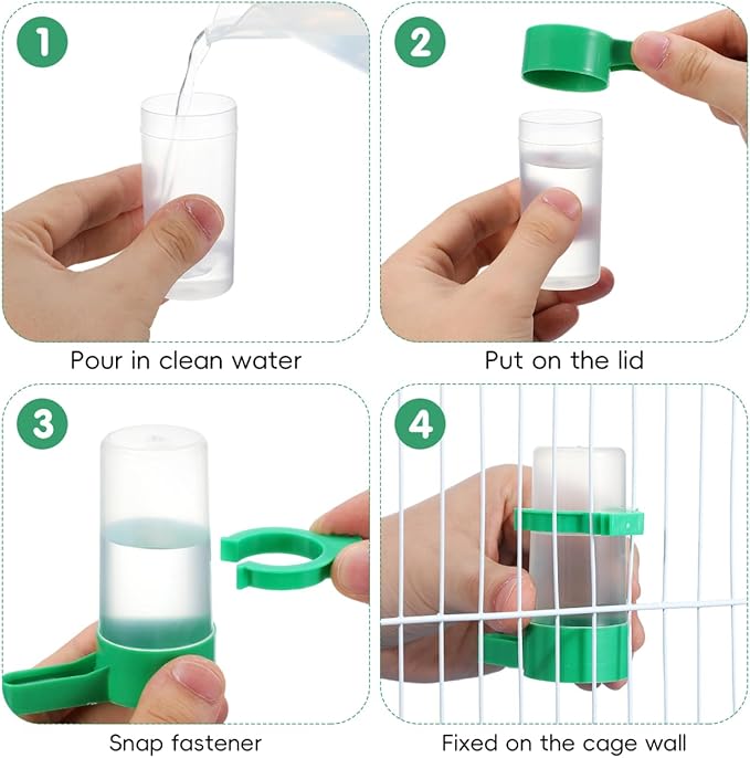 30 pcs Bird Water Dispenser: Budgie Perky Bottle Bowls Cage Feeder Birds Clips Small Cage, Budgie Food Feeders Plastic No Waterer, Wild Bowl Leak Food Doves Bottles Poultry Quail Accessories Baths
