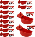 12Pcs Quail Water Cups Pigeon Automatic Bird Waterer for Cage Hang Drinker Breeding Poultry Drinking Bowls(Red)