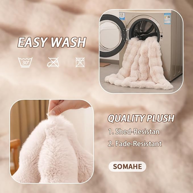 Dog Blanket Self-Warming Throw for Medium & Large Dogs, Dual-Side Sherpa Plush, Thick Crate Bed Cover & Car Seat Mat, Anti-Static Machine Washable No Shrink, 39x30 Inch White