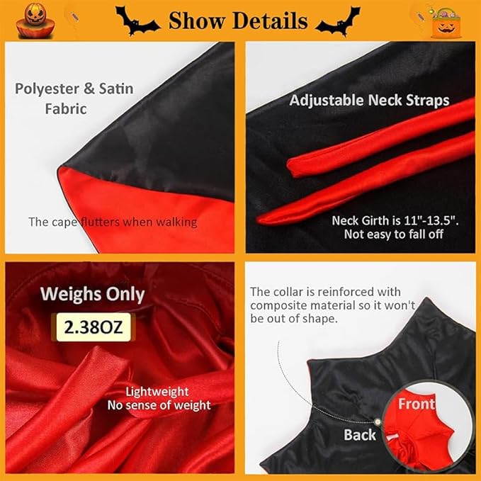 2PC Cat Halloween Costumes,Cat Bat Mask,Halloween Costumes for Dogs,Funny Cape Accessories for Cats,Bat Cosplay Apparel