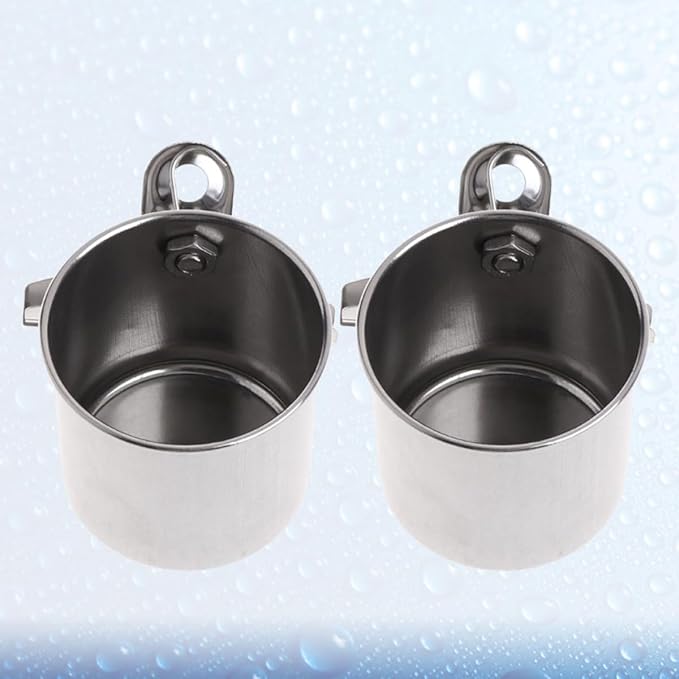 2Pcs Stainless Steel Parrot Bird Feeder Water Bowl Large Clamping Cup Portable Cage Pet Food Container for Birds Feeding and Watering Supplies