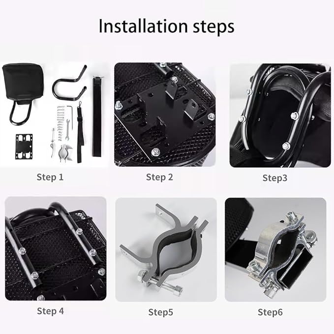 Front-Mount Dog Bike Carrier, Bicycle Pet Basket with Safety Clip, Steel Support Rail & Soft Lined Interior