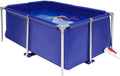 Thickened Canvas Fish Pond, Stainless Steel Frame Water-proof Coating Foldable Above Ground Large Koi/Goldfish Breeding Tank 47*31*19inch w/Drain Valve for Indoor/Outdoor Aquaculture (Blue & Silver)
