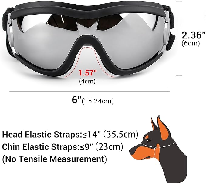 Namsan Dog Goggles Large Breed, UV-Protection Doggie Sunglasses for Medium to Large Dogs, Outdoor Dog Eye Protection, Anti-Fog Anti-Dust Windproof Snowproof, Adjustable Straps, Black