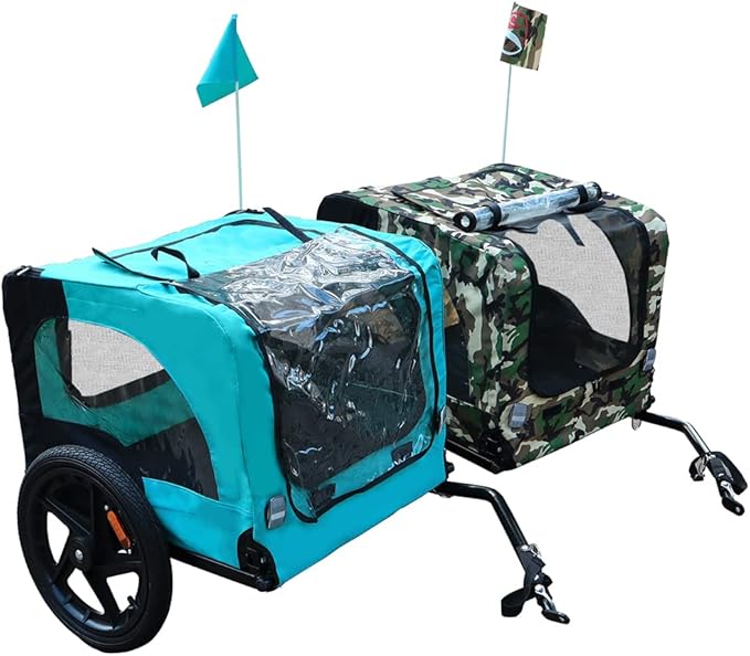HomVent Dog Bike Trailer - Folding Pet Carrier Wagon with 16 Inch Wheels for Small and Large Dogs