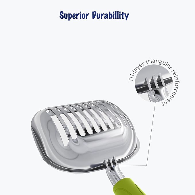 WePet Cat Litter Scoop, Aluminum Alloy Sifter, Kitty Metal Scooper, Deep Shovel, Long Handle, Poop Sifting, Kitten Pooper Lifter, Durable, Heavy Duty, for Litter Box