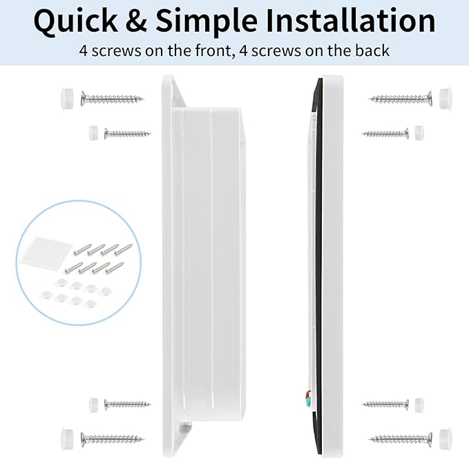 Cat Door for Interior Exterior Door (Outer Size 7.75" x 7.5"), 4-Way Locking Flap for Cats & Dogs(Circumference < 20"), Weatherproof Pet Door, White, ABS Material (M)