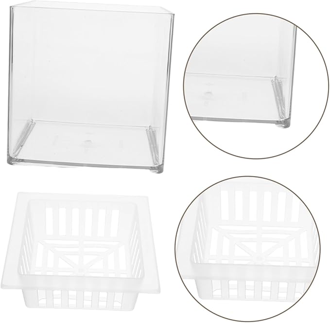 Balacoo Clear Plastic Fish Breeding Box Lightweight Hydroponic Aquarium Planter with Desktop Plant Basket for Betta Fish Terrarium and Tank Decoration Office