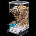 Automatic No-Mess Bird Feeder - Transparent Acrylic Food Container for Small & Medium Lovebirds, Parakeets, Canary, Cockatiel, Finch