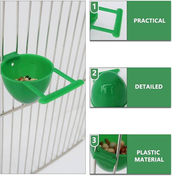 PRETYZOOM 8pcs Small Parrot Water Cups and Food Feeding Bowls Plastic Bird Cage Accessories for Budgie Cockatiel Lovebird Feeding and Watering Supplies