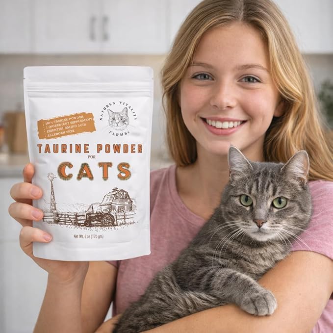 Taurine for Cats - Taurine Powder for All Ages Including Kittens - 144+ Servings - 500mg Supplement - unscented (6oz)
