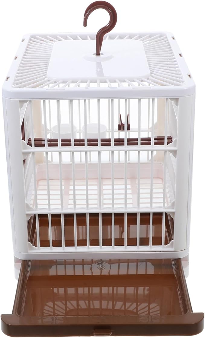 Foldable Parrot Travel Cage Portable Bird Carrier with Perch Stand Large Mocha Brown Birdcage for Outdoor Use Suitable for Parakeets, Pigeons, and Big Birds