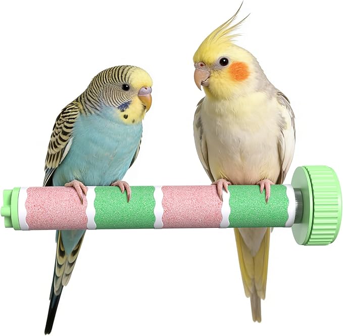 Bird Perch Stand Sandblasted Rough-Surface Cage Accessories,Parrot Beak & Claw Grinding Stone Sticks,Safe Non-Toxic Claw Trimmer Chew Toy for Parakeets,Cockatiels,Finches,Lovebirds