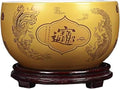 Fish Tank Treasure Bowl Ceramic Fortune Fish Tank Desktop Ceramic Small Treasure Bowl Turtle Feeding Bowl Aquarium(Gold,26x14cm)