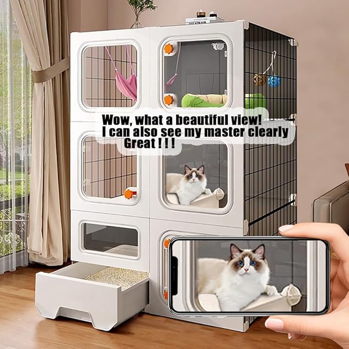 Cat Cage Cat Enclosure with Litter Box, Cat Playpen Detachable Metal, Cat Cage Indoor and Outdoor, Ferret Cage, Rabbit Cage