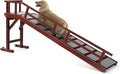 Dog Ramp for Bed or Couch, Wooden Pet Ramp with 20° Gentle Slope, Removable Side Rails, Non-Slip Surface, Top Platform & Wheels, Safe Bed Ramp for Small, Large & Senior Dogs, 74" Long, Mahogany