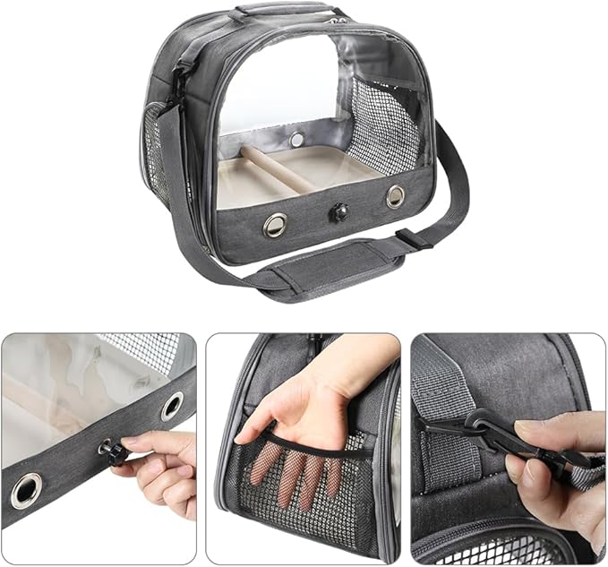 Bird Carrier Portable Parrot Parakeet Carrier Breathable Bird Travel Cage with Stand and Strap Outdoor Transparent Small Pet Carriers