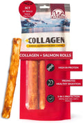 Wild Eats Salmon Flavor Collagen Retriever Style Cheek Roll 10" Dog Chews-3 Pack (Long Lasting Dog Chews Treats & Bones for Medium Dogs) Substitute for Pig Ears for Dogs