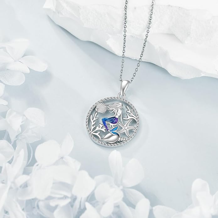 KZX Cat/Dog/Phoenix/Eagle/Whale/Shark/Puffin/Starfish/Chicken/Butterfly/Owl/Bee/Frog/Seahorse Necklace Sterling Silver Animal Pendant Jewelry Gift for Women