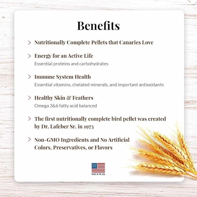 LAFEBER'S Premium Daily Diet Pellets Pet Bird Food, Made with Non-GMO and Human-Grade Ingredients, for Canaries, 5 lb