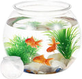 POPETPOP Small Fish Tank Desktop Aquarium Round Clear Plastic Fish Bowl for Home Office Decor 8.66X8.66X6.89 Inches