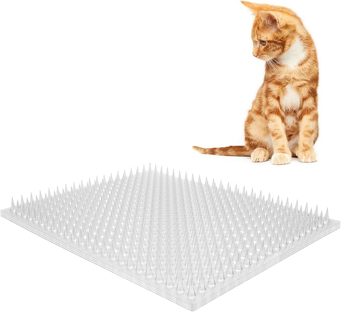 Zipcase 8 Pack Cat Repellent Deterrent Outdoor Scat Mat with Tape for Cats, Dogs, Pests Covers 12 Sq.ft (1728 Sq.in), 16 x 13 Inches，8 Pack