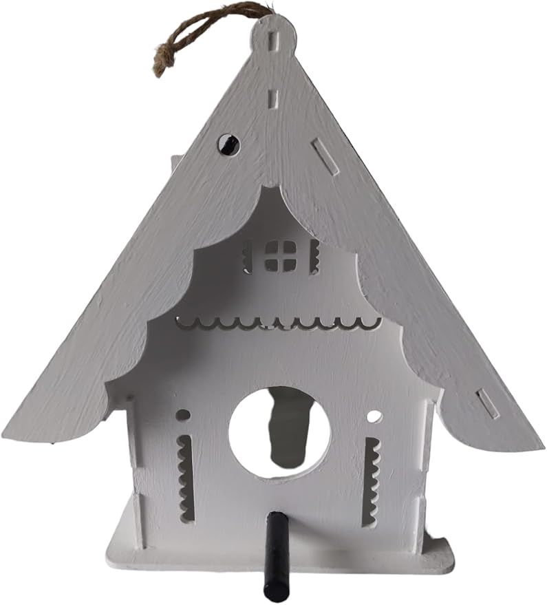 cida's unique birdhouse black-white INDOOR home decor hand painted, material WOODEN MDF