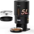 Automatic Cat Feeder - 5L Anti-Clog Cat Food Dispenser Keeps 2-15mm Dry Food Fresh, 10s Voice, 1-6 Meals/Day, Programmable Portions, 180-Day Battery Life, Easy to Clean Auto Pet Feeder for Small Dog