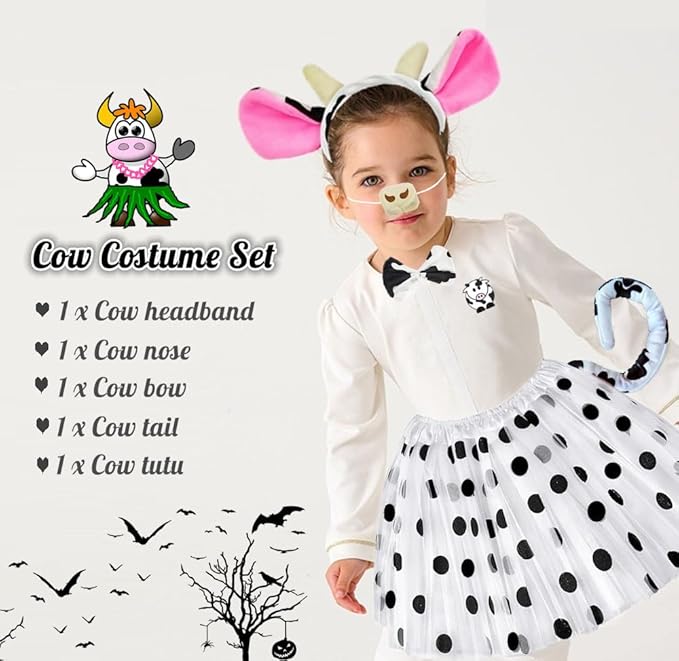 Halloween Animals Cosplay Costume Set - Tutu Skirt Animals Headband Bowtie and Tail Costume Accessories