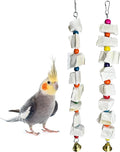 Hamiledyi 2 Pack Bird Toys with Eight Cuttlebone - Natural Calcium Chew Toy for Beak Grinding, Hanging Wooden Cage Accessories for Parakeets, Budgies, Cockatiels, Lovebirds(Style B)