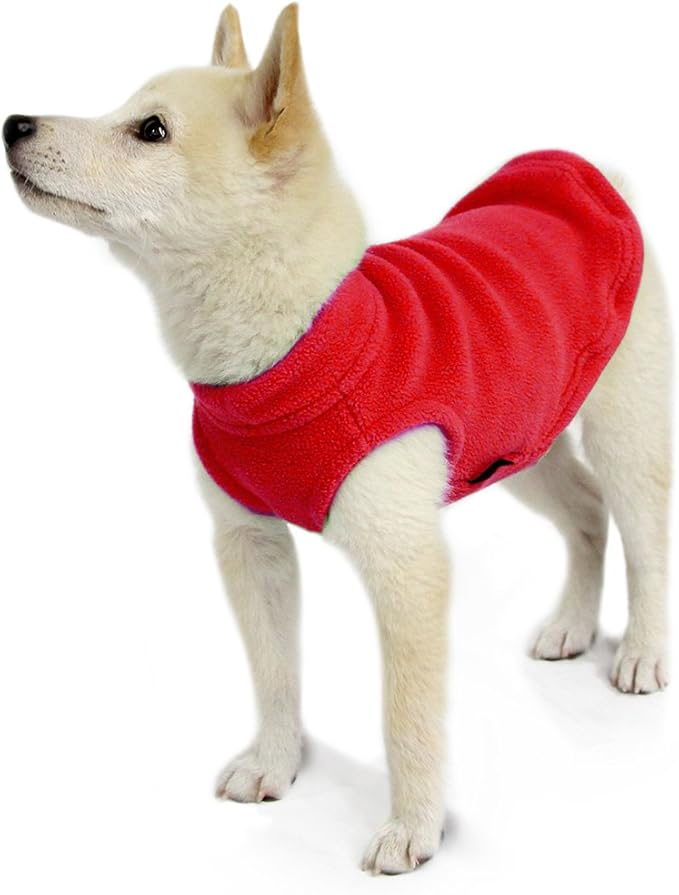 Gooby Stretch Fleece Vest Dog Sweater - Red, Medium - Warm Pullover Super Stretchy Fleece Dog Jacket for Small to Large Dogs