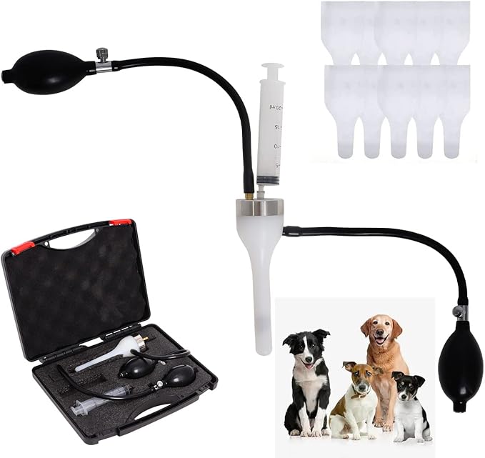 Wadoy Dog Artificial Insemination Kit for 3-10KG Dogs, Upgrade Double Pressurization Semen Booster with 10 PCS Collection Bags, Dogs Breeding Pet Supplies Kit
