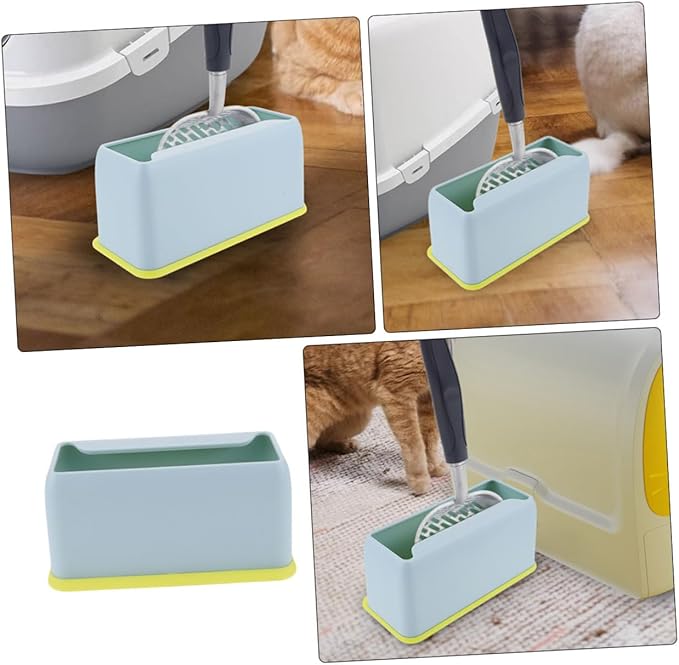 Luxshiny Plastic Cat Litter Scoop Holder Stand Compact Lightweight Litter Shovel Storage Container Blue Base