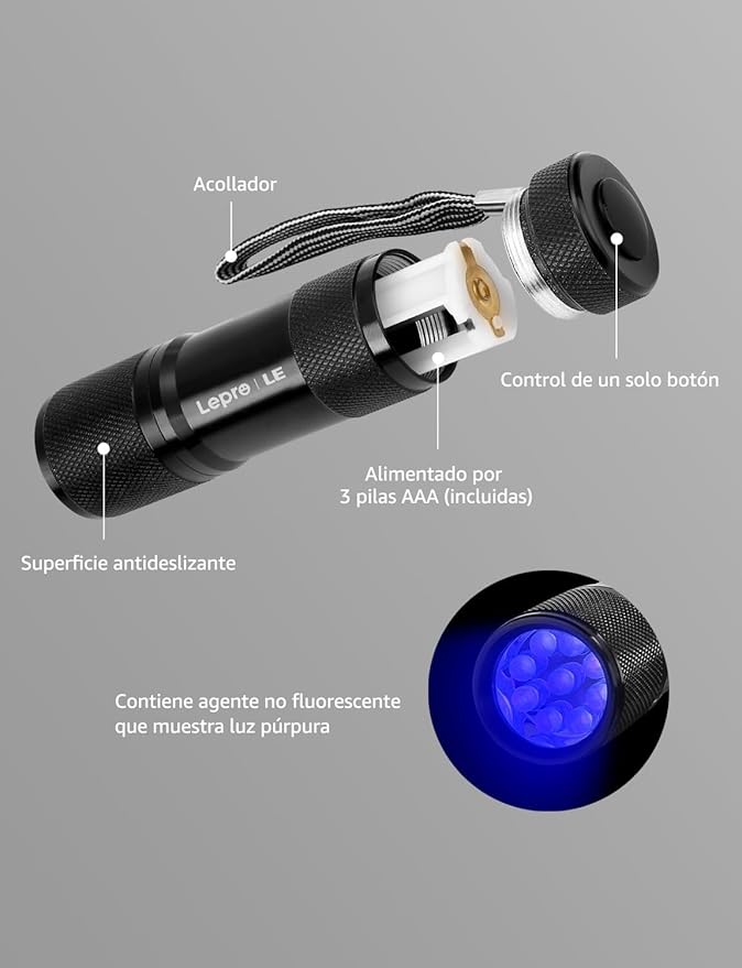 Lighting EVER Black Light Flashlight, Small UV Lights 395nm, Portable Ultraviolet Light Detector for Invisible Ink Pens, Dog Cat Pet Urine Stain, AAA Batteries Included