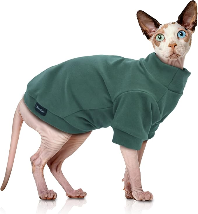Sphynx Cat Sweater Hairless Cat Clothes Sweater Shirt Soft Warm Long Sleeves Pullover Pet Clothes Pajamas Dog Cloth for Small Dogs Jumpsuit Pet Sweaters (Green, Medium)