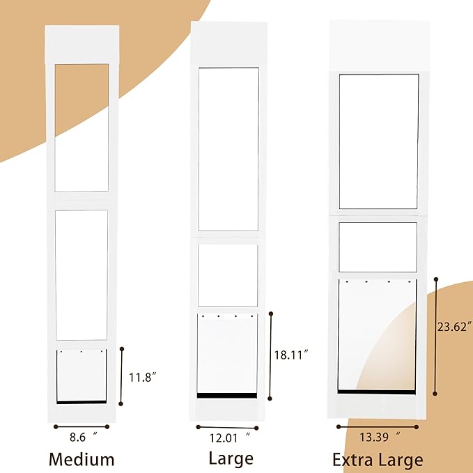Large Dog Door for Sliding Glass Door,Adjustable 75.9"-81.1" Slider Height,Easy Installation,All-Metal Framed,Aluminum Alloy Thickness 1.2 Millimeters.