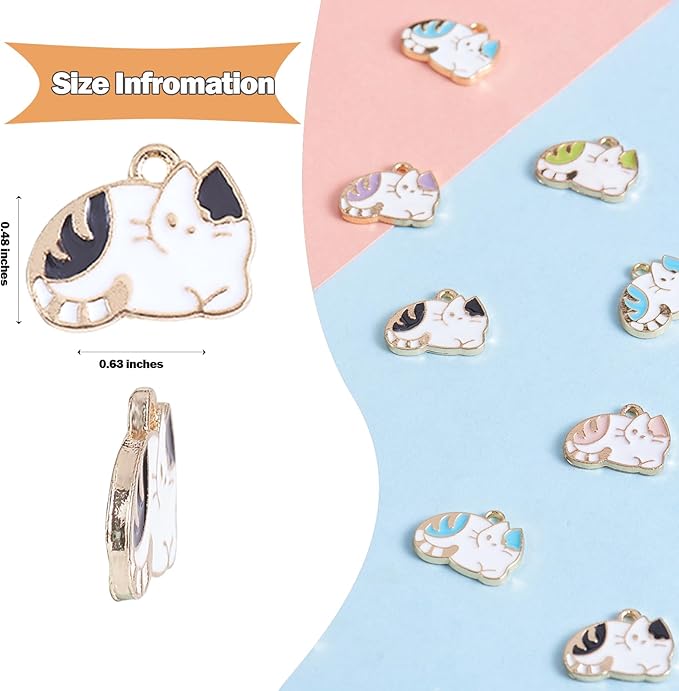 25 Pieces Cat Enamel Charm Pendant Kitten Charm Cute Cat Animal Pendant Mixed Color for Jewelry Necklace Earring Nracelet Making Crafts