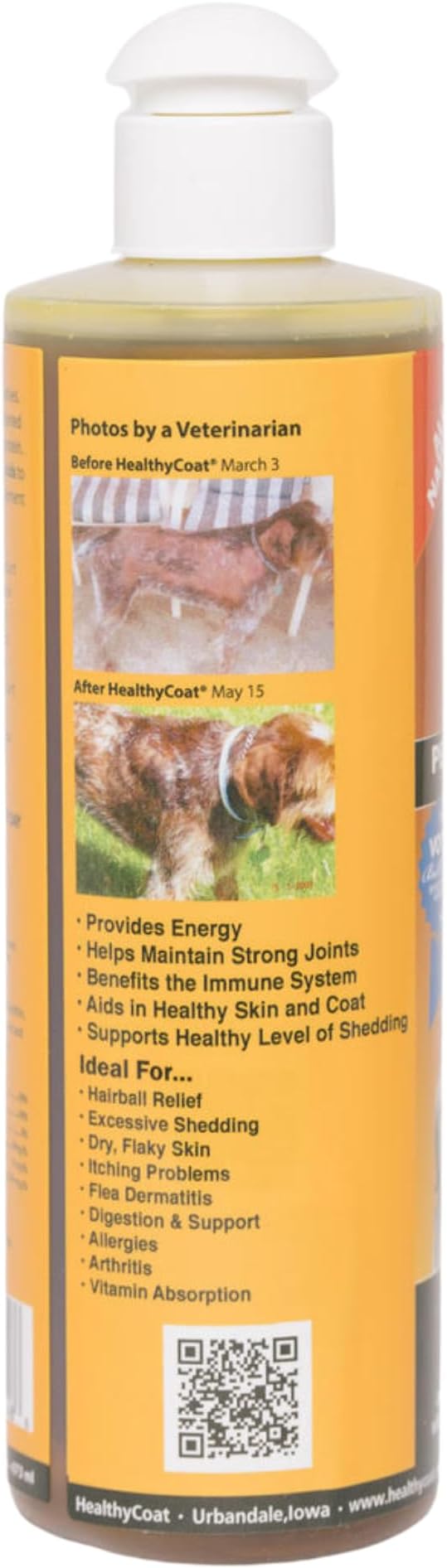 Healthy Coat Dog Food Supplement: Pint. Excessive Shedding, Itching, Hot Spots, Allergies, Immune System