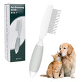 Premium Cat Comb - Professional Dog Comb with Dual-Length Stainless Steel Teeth & Ergonomic Silicone Handle - Versatile Comb for Long & Short Hair, Rabbits & More