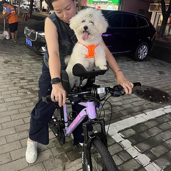 Front Bike Dog Seat & Pet Basket – Quick Release, Secure Safety Straps, Breathable Mesh Sides & Thick Cushion, Fits Most Bicycles – Small Pet Carrier for Dogs/Cats