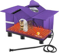 Texsens Heated Cat House for Outside Winter - Weatherproof Large Outdoor Cat Shelter with Roof Window- Insulated Elevated House for Stray/Barn Cats - Ideal Waterproof Feral Cat House (Heated-Purple)