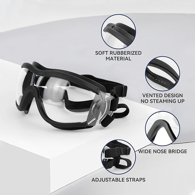 Namsan Clear Dog Goggles Large Breed, UV-Protection Doggie Sunglasses for Medium to Large Dogs, Outdoor Dog Eye Protection, Anti-Fog Anti-Dust Windproof Snowproof, Adjustable Straps, Transparent