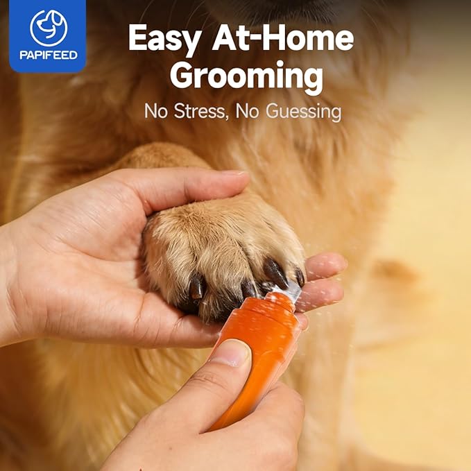 PAPIFEED Dog Nail Grinder with LED Light, Ultra Quiet 3-Speed Electric Nail File for Small Medium Large Dogs & Cats, Rechargeable Pet Nail Grinder with Trimmer (Orange)
