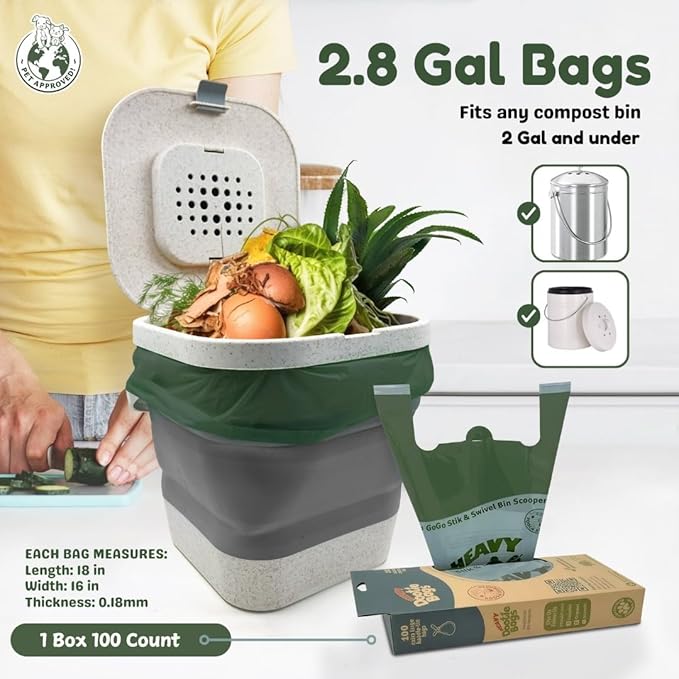 HEAVY Dootie Bags with EZ Tie Handles. Clean and Convenient for Pet Dog Poop, Cat Litter. Multi-Use. Great for Swivel Bin and Gogo Stik Scoopers. Made with Cornstarch. Strong, Leakproof and Very Large